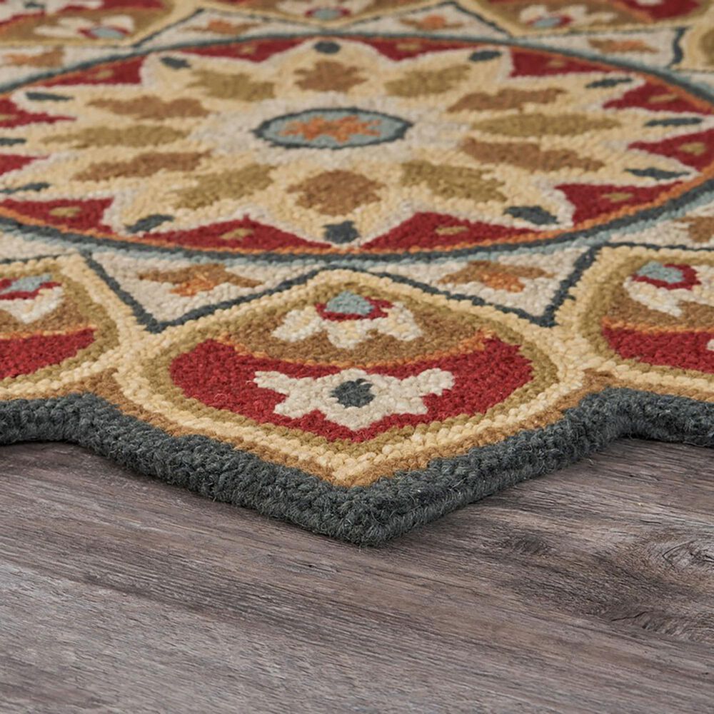 L&amp;R Resources Sinuous Sunflower 4&#39; Scalloped Red Area Rug, , large