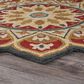 L&R Resources Sinuous Sunflower 4" Scalloped Red Area Rug, , large