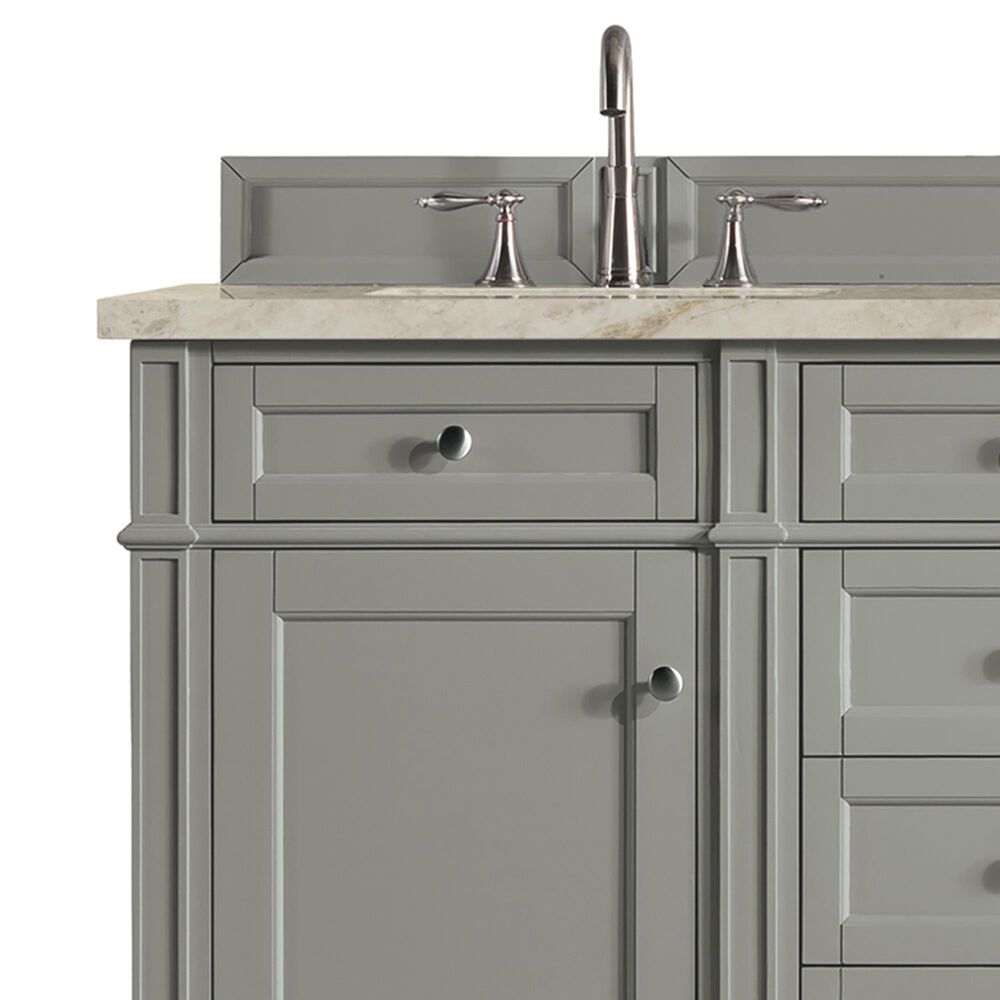 James Martin Brittany 60" Double Bathroom Vanity in Urban Gray with 3 cm Tajnar Eclos Top and Rectangular Sinks, , large
