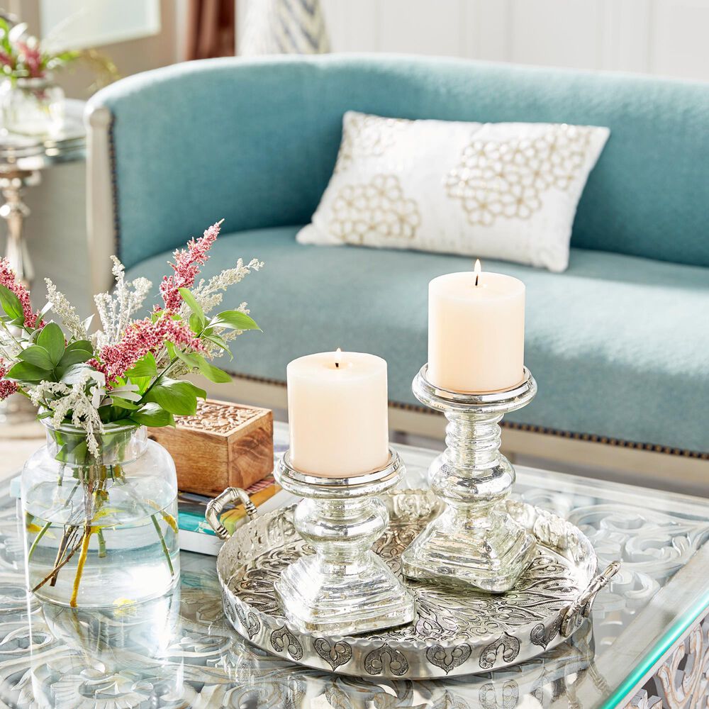 Maple and Jade 9&quot; Traditional Candle Holder in Silver &#40;Set of 2&#41;, , large