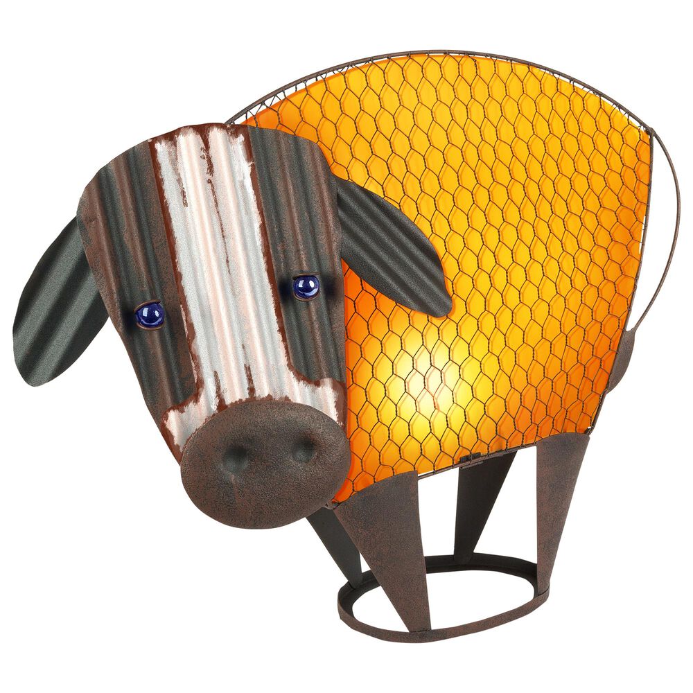 The Gerson Company 19" Solar Meadow Cow in Brown and Orange, , large
