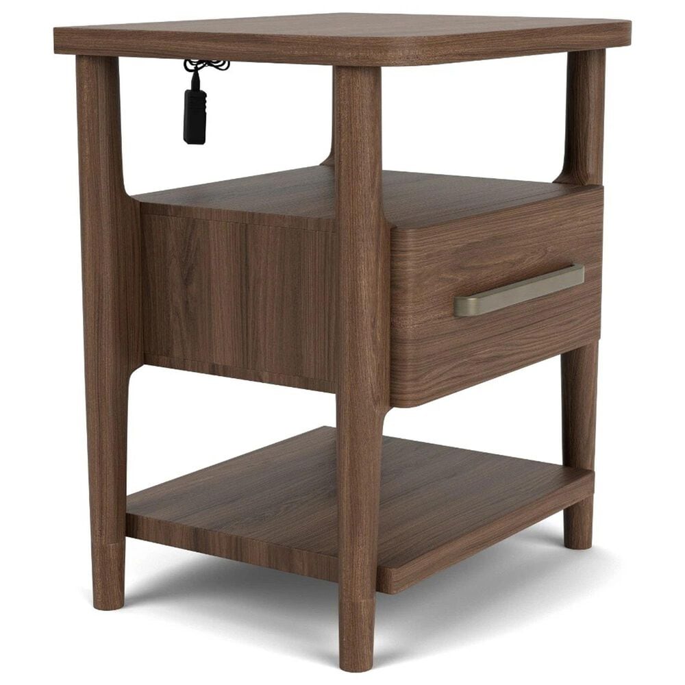 Riverside Furniture Delia 1 Drawer 2 Shelf Nightstand in Nouveau Walnut, , large
