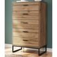 Ashley Deanlow 5-Drawer Chest in Honey Brown and Dark Pewter, , large