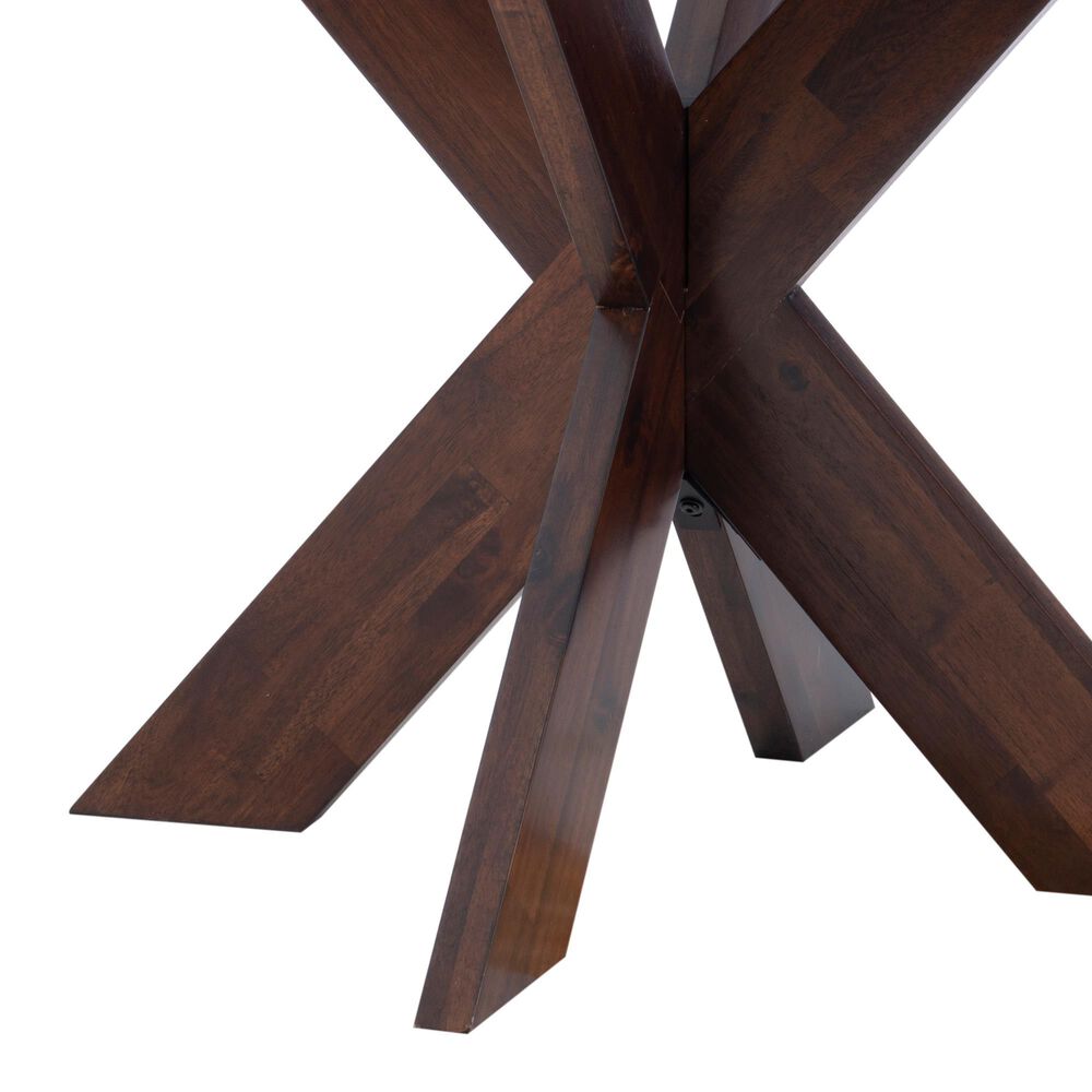 Linon Home Decor Adler X-Base Dining Table with Glass Top in Espresso and Clear - Table Only, , large