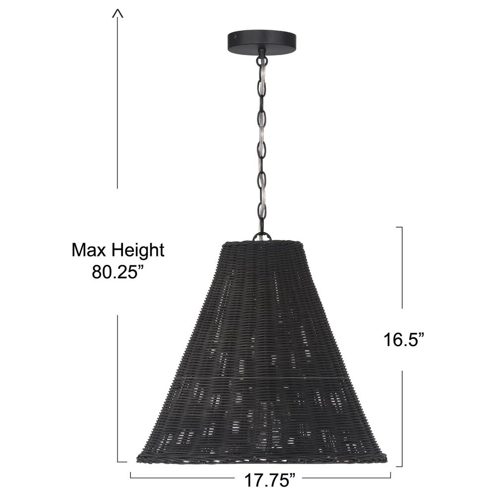 Creative Coop Rosemary 1-Light Small Pendant with Black Shade, , large