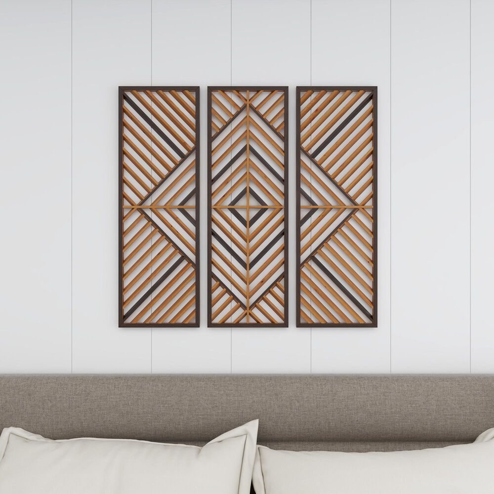 Maple and Jade 35&quot; x 12&quot; Wall Decor in Brown &#40;Set of 3&#41;, , large