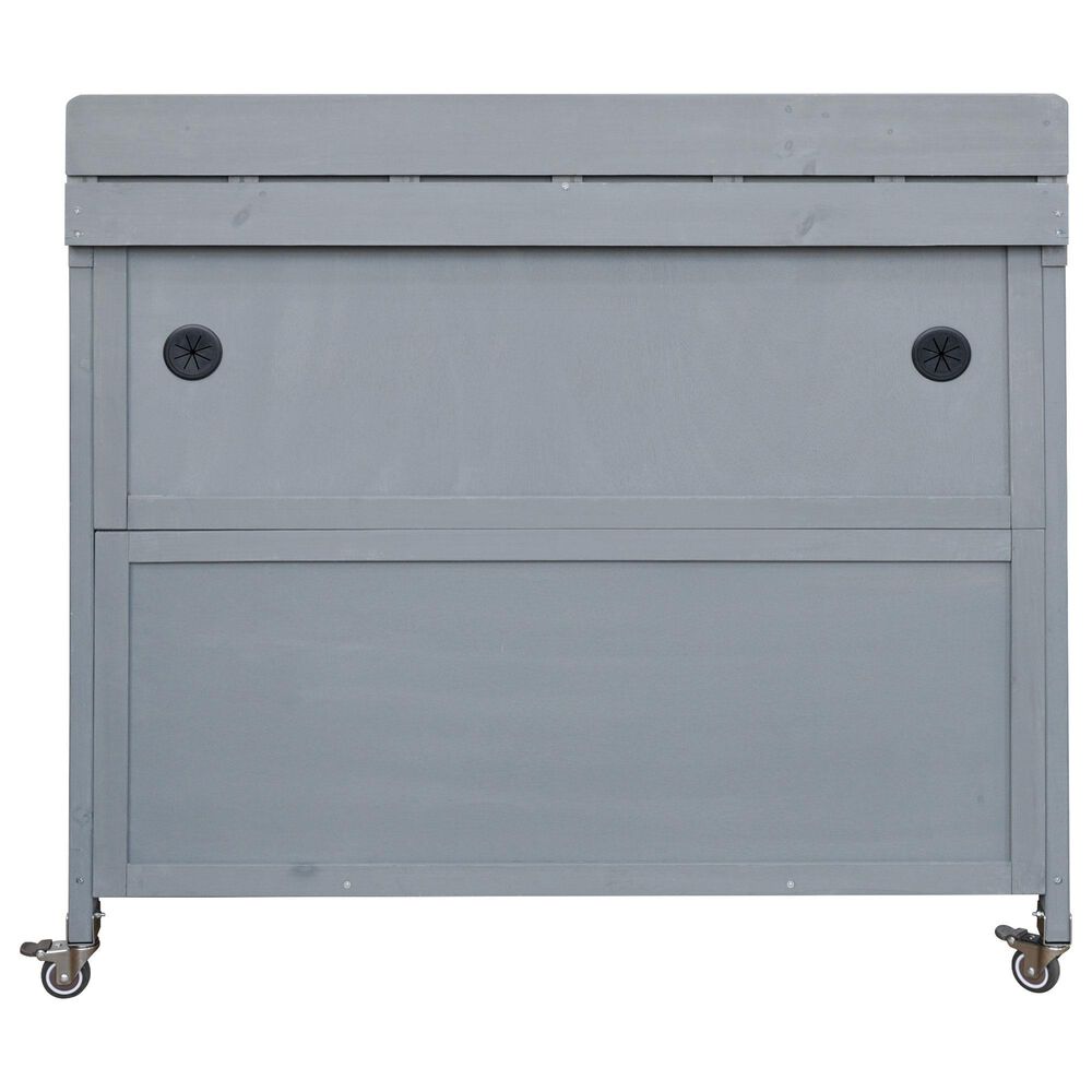 HOMLUX 39" Outdoor Kitchen Island with Stainless Table Top in Grey Blue, , large