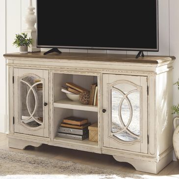 Signature Design by Ashley Realyn Large 62"  TV Stand in Chipped White, , large