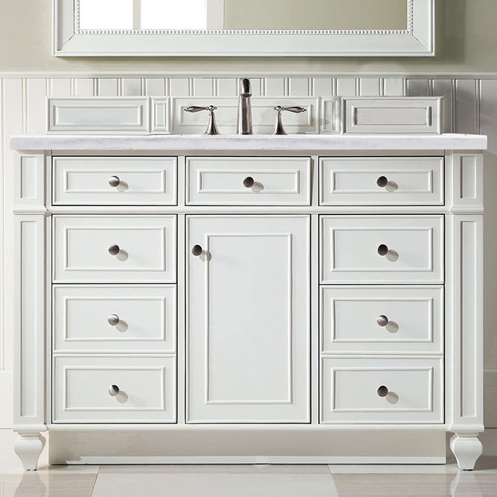 James Martin Bristol 48" Single Bathroom Vanity in Bright White with 3