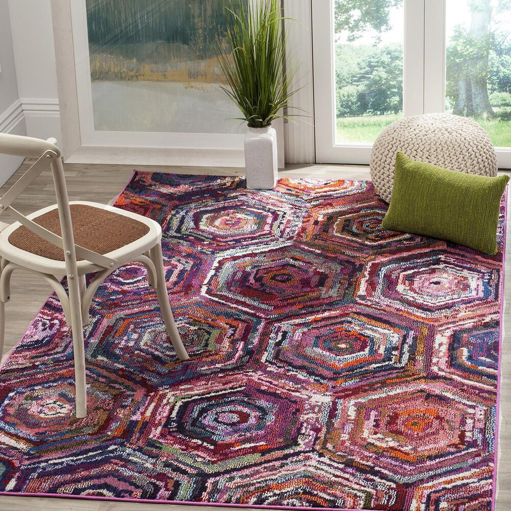 Safavieh Monaco MNC224D-5 5&#39;1&quot; x 7&#39;7&quot; Pink/Multi Area Rug, , large