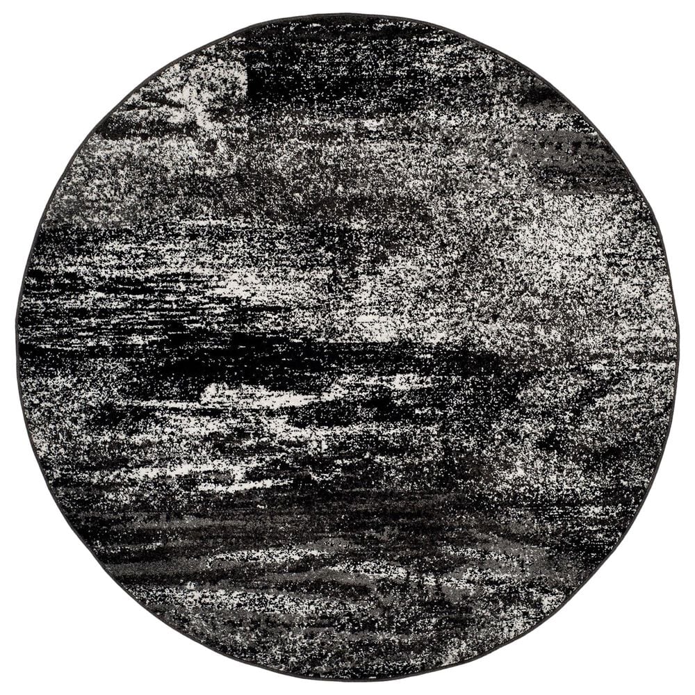 Safavieh Adirondack ADR112A 10" Round Silver and Black Area Rug, , large