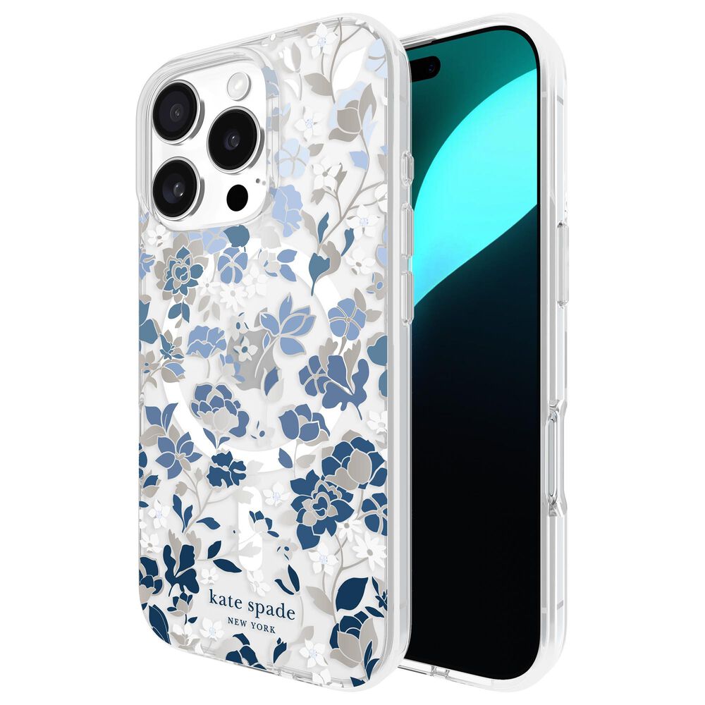 Kate Spade Protective MagSafe Case for Apple iPhone 16 Pro in Flowerbed Blue, , large
