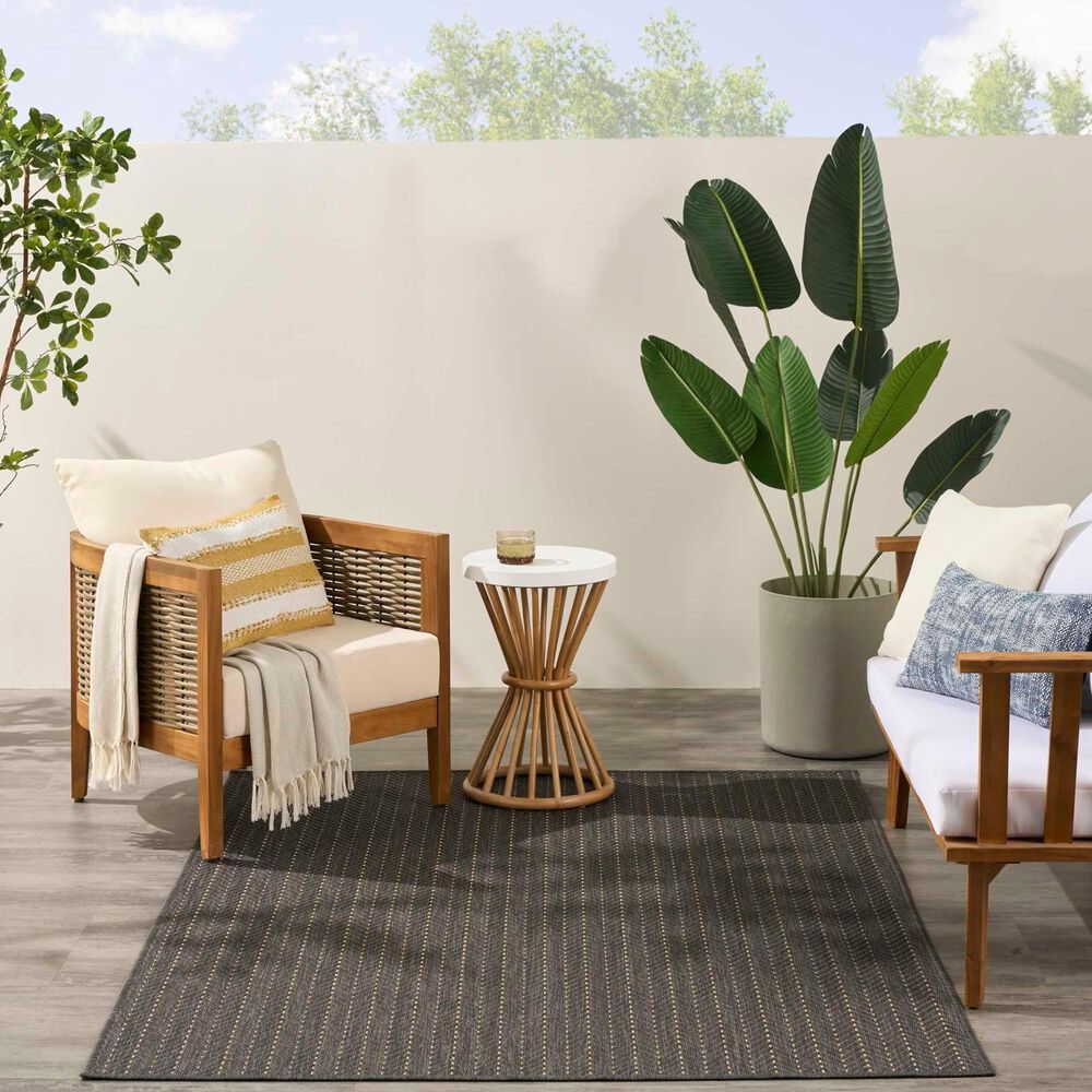 Nourison Horizon HOZ02 Charcoal 8&#39; x 10&#39; Indoor/Outdoor Area Rug, , large