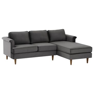 Tov Furniture Porter 2-Piece Stationary Right Facing Sectional with Chaise in Grey Velvet, , large