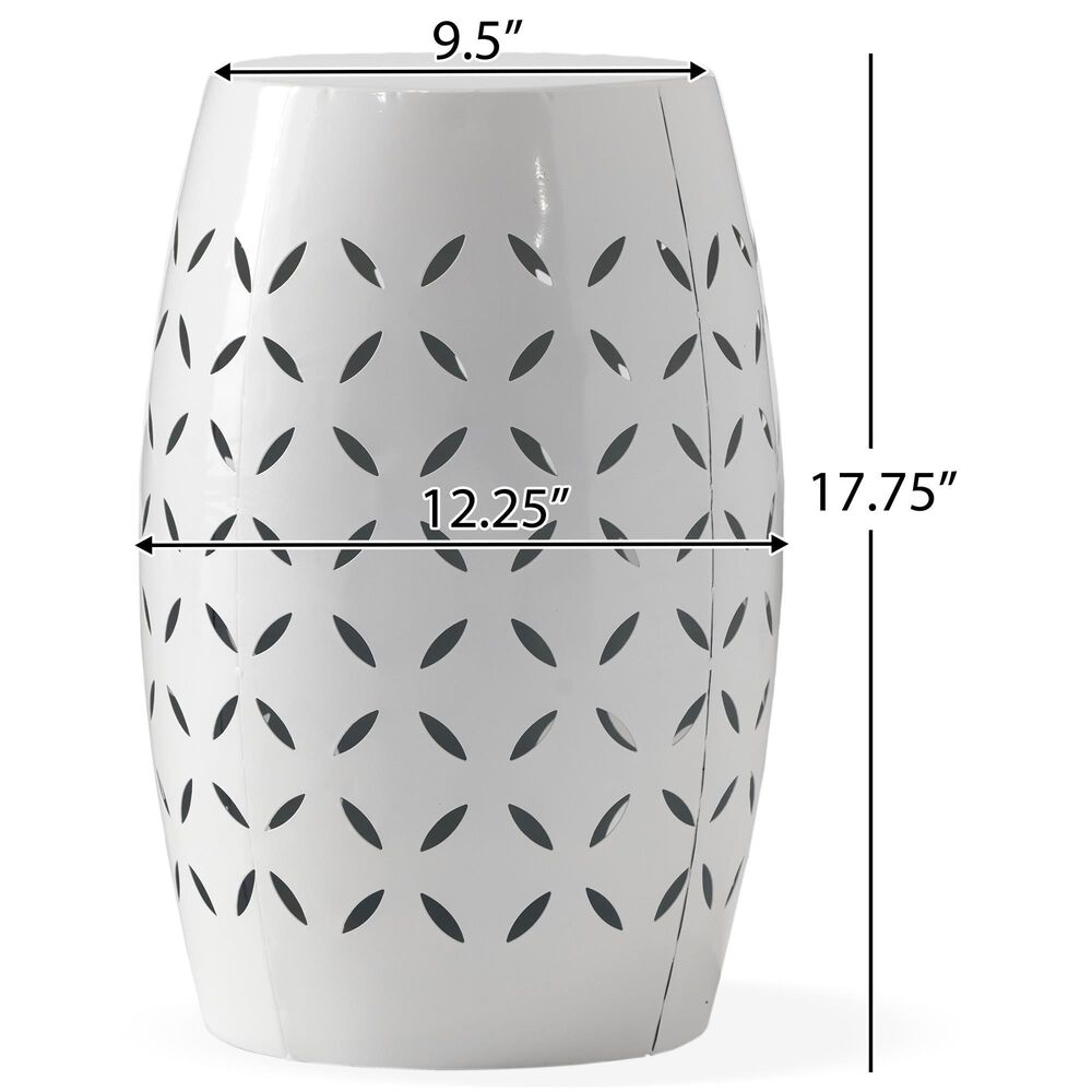 Hearth and Haven Lilac Outdoor Metal Side Table with Cylindrical Design in White, , large