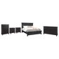 Riva Ridge Oxford King Panel Bed with Dresser, Chest, and Two Nightstands in Black, , large