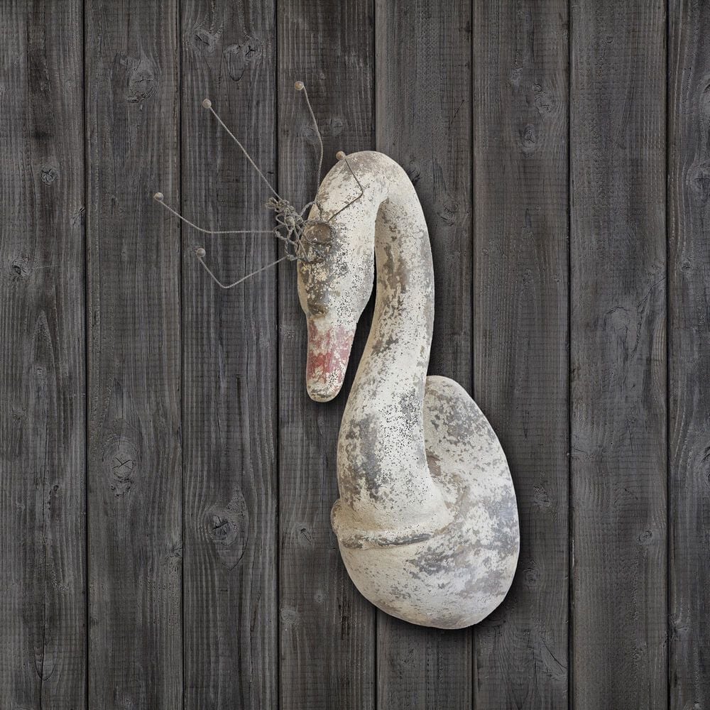 Creative Coop 19.5" x 23.5" Metal Magnesia Swan Wall Decor in Distressed, , large