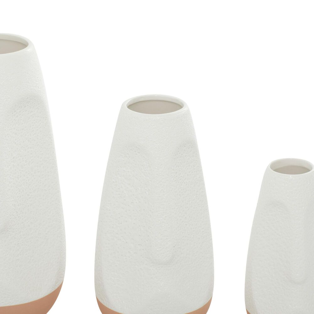 Maple and Jade Abstract Vase in White and Tan &#40;Set of 3&#41;, , large
