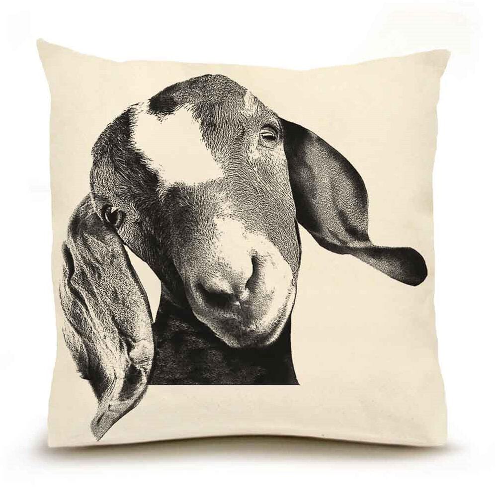 Eric & Christopher Farm Goat Head 20" x 20" Throw Pillow in Natural, , large