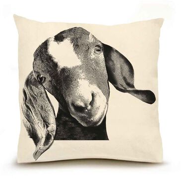 Eric & Christopher Farm Goat Head 20" x 20" Throw Pillow in Natural, , large