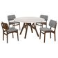 Blue River Venus and Lima 5-Piece Dining Set with Gray Cushion in Walnut and White, , large