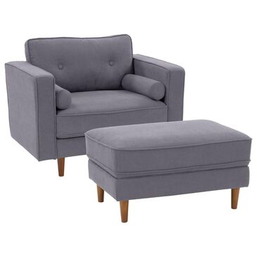 Sonax Mulberry Accent Chair and Ottoman Set in Grey, , large