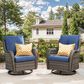 Sunwell Garden Patio Swivel Rocker Chair with Gray Rattan in Navy (Set of 2), , large