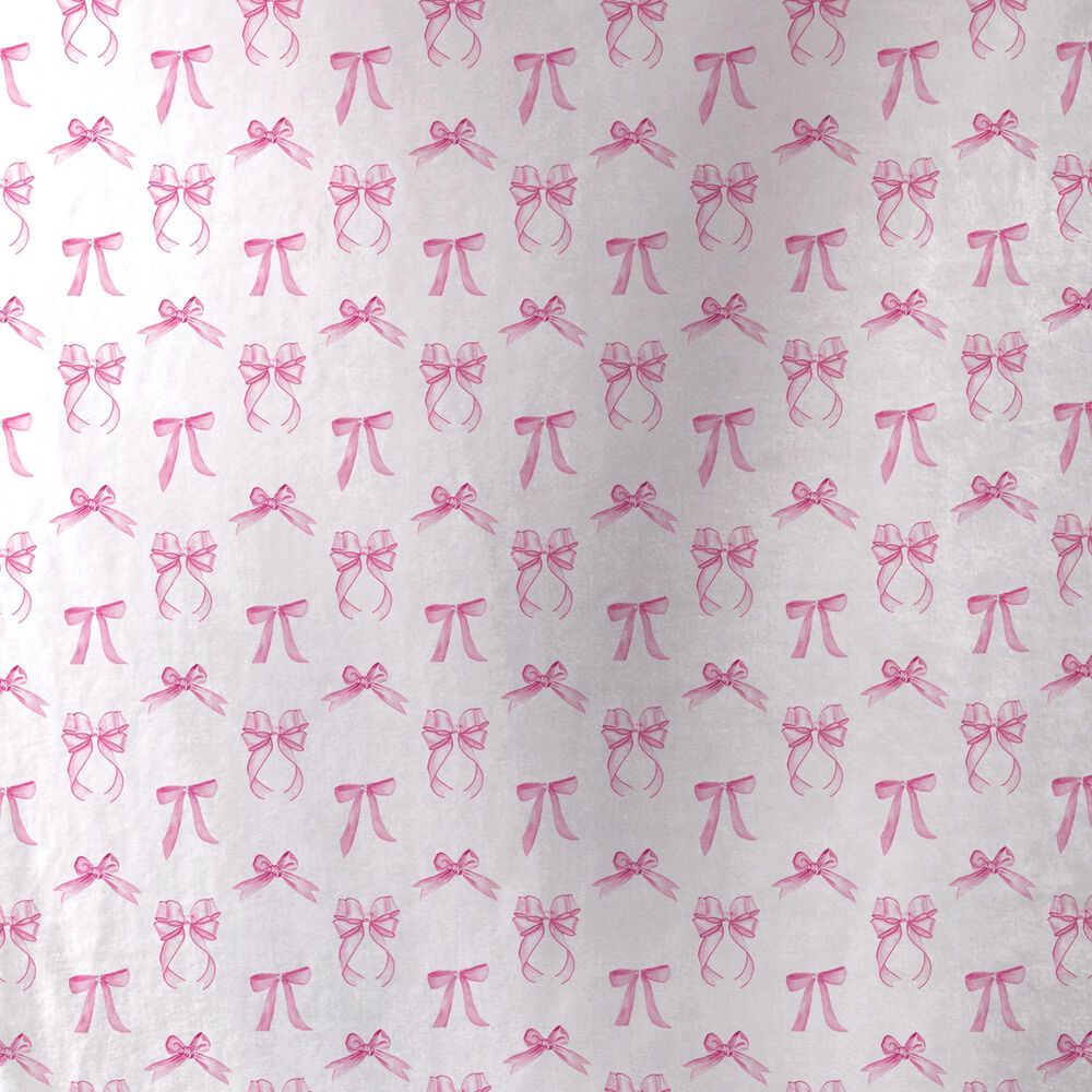 Duke Imports Pink Bows 1-Ply Faux Fur Blanket in White, , large