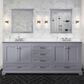Lexora Home Dukes 80" Double Bathroom Vanity in Dark Grey with 2 cm White Cultured Marble Top and Rectangular Sinks, , large