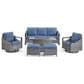 Sunwell Garden 6-Piece Patio Conversation Set with Fire Pit in Navy, , large