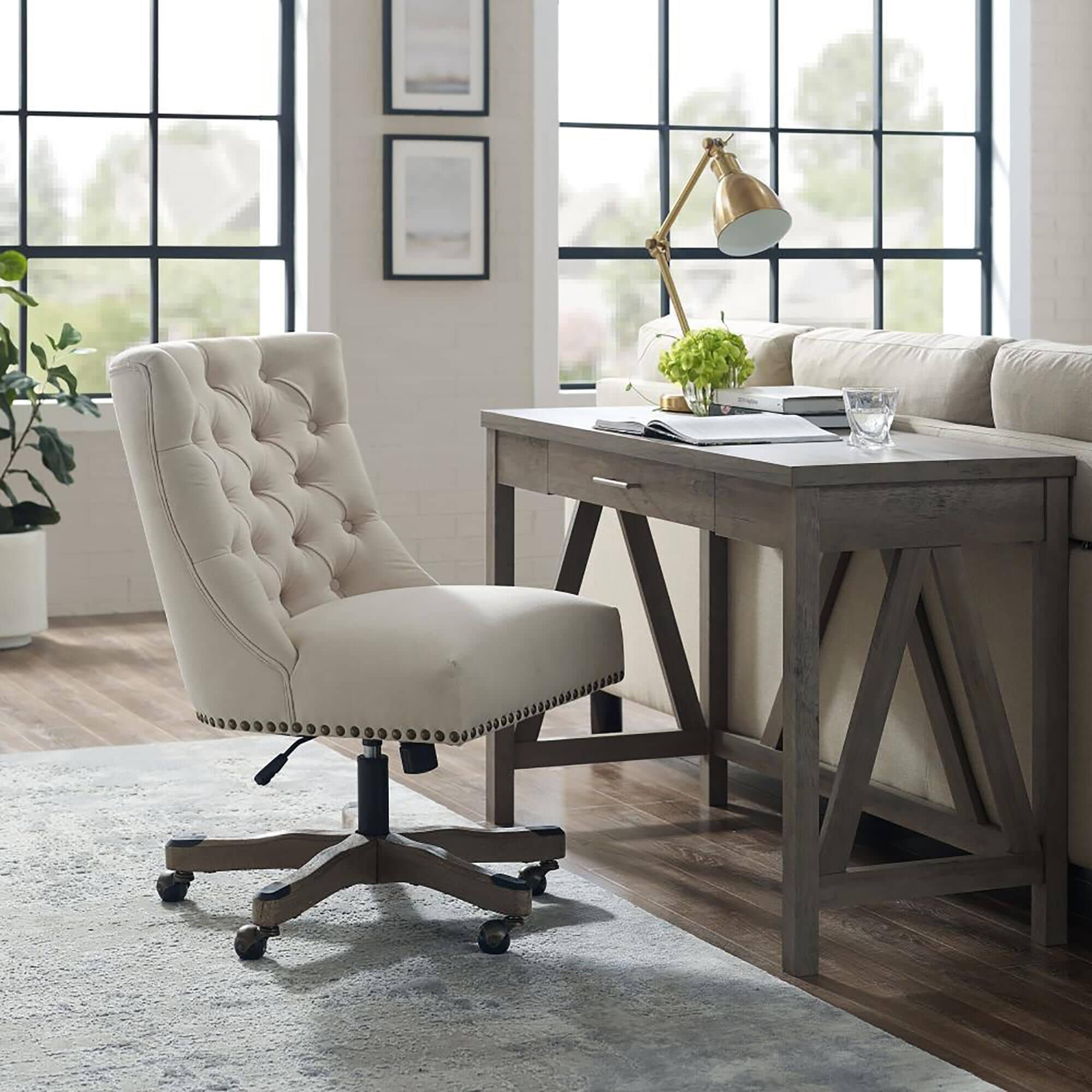 Linden Boulevard Empress Della Office Chair with Natural Seat in