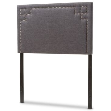 Baxton Studio Geneva Twin Upholstered Panel Headboard in Dark Grey, , large