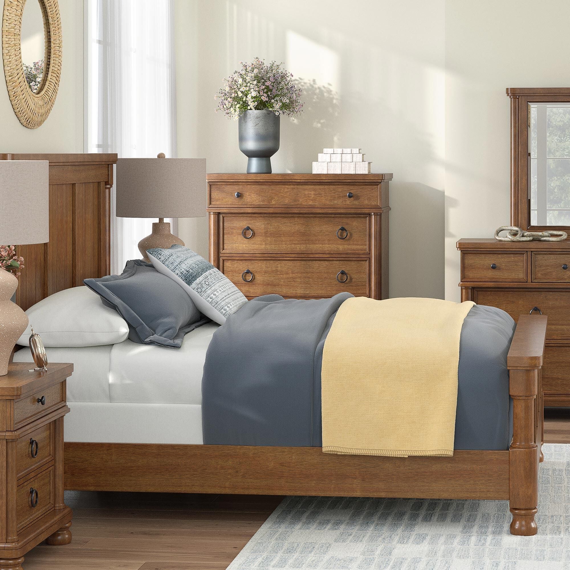 Ashley Rowlenstown Queen Poster Bed in Brown