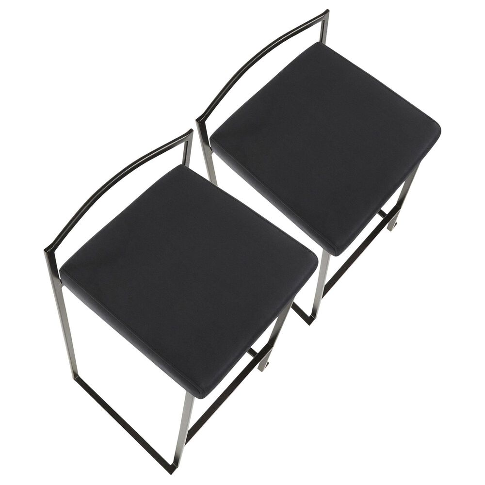 Lumisource Fuji Stackable Counter Stool with Black Velvet Cushion in Black &#40;Set of 2&#41;, , large