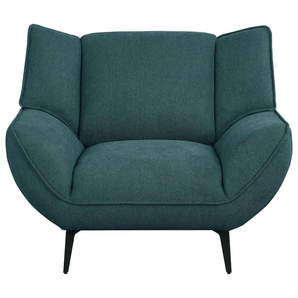 37B Acton Upholstered Flared Arm Chair in Teal Blue, , large