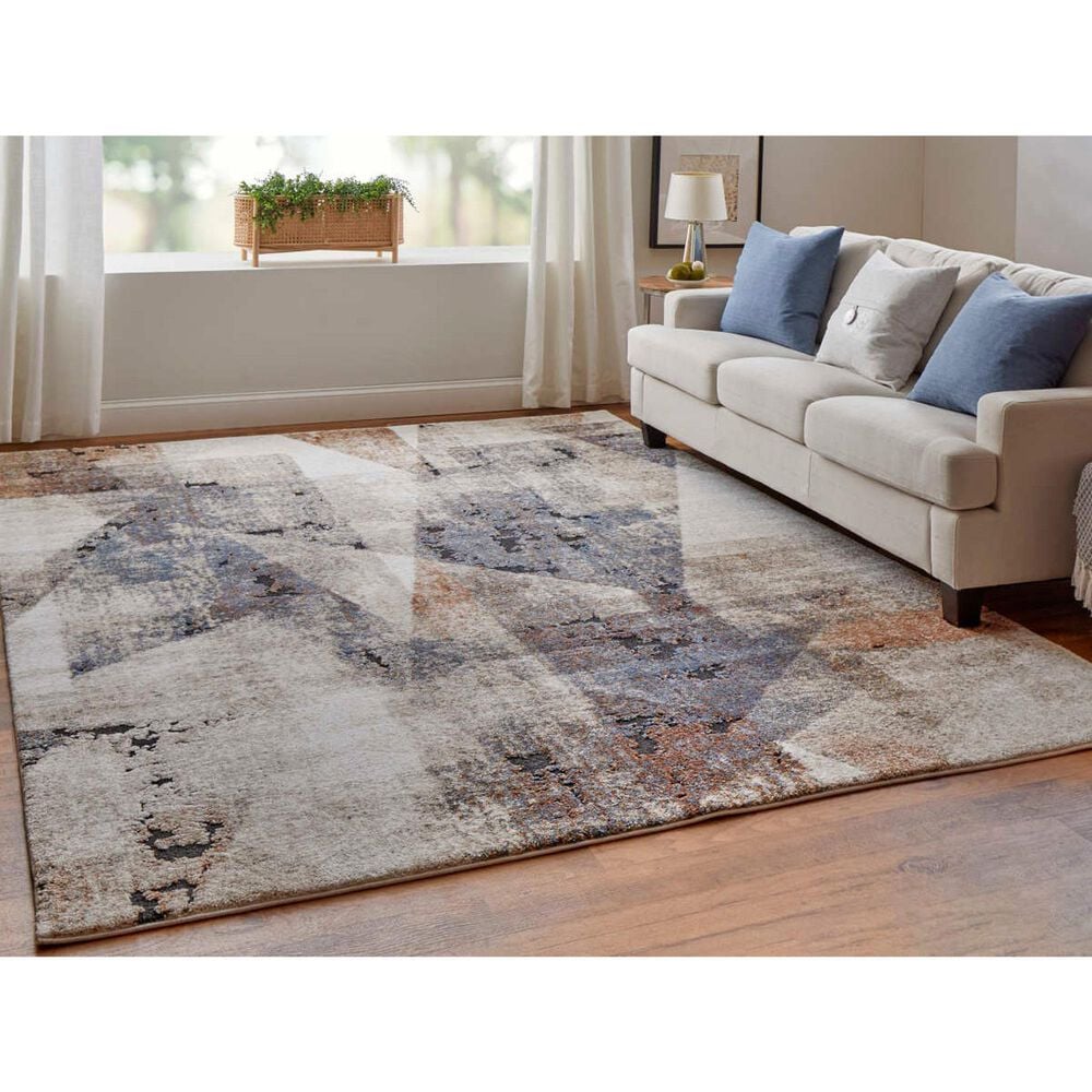 Feizy Rugs Gilmore 39MKF Blue and Ivory 5&#39;3&quot; x 8&#39; Area Rug, , large