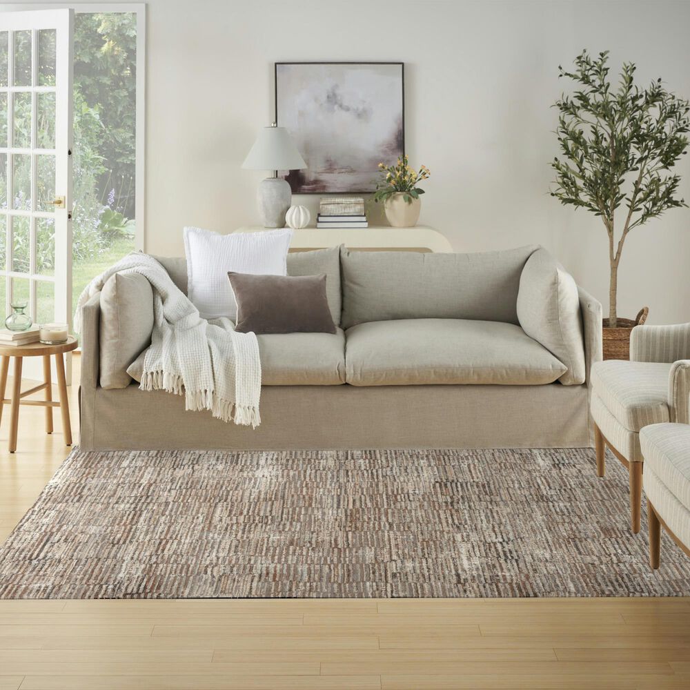 Nourison Sustainable Trends 5&#39;3&quot; x 7&#39;3&quot; Ivory and Mocha Area Rug, , large
