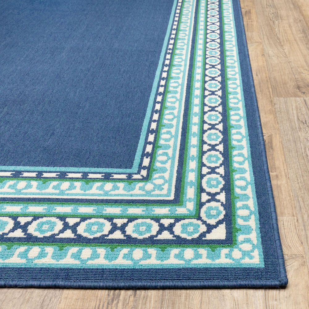 Oriental Weavers Meridian Navy and Green 8'6" x 13' Indoor/Outdoor Area Rug, , large