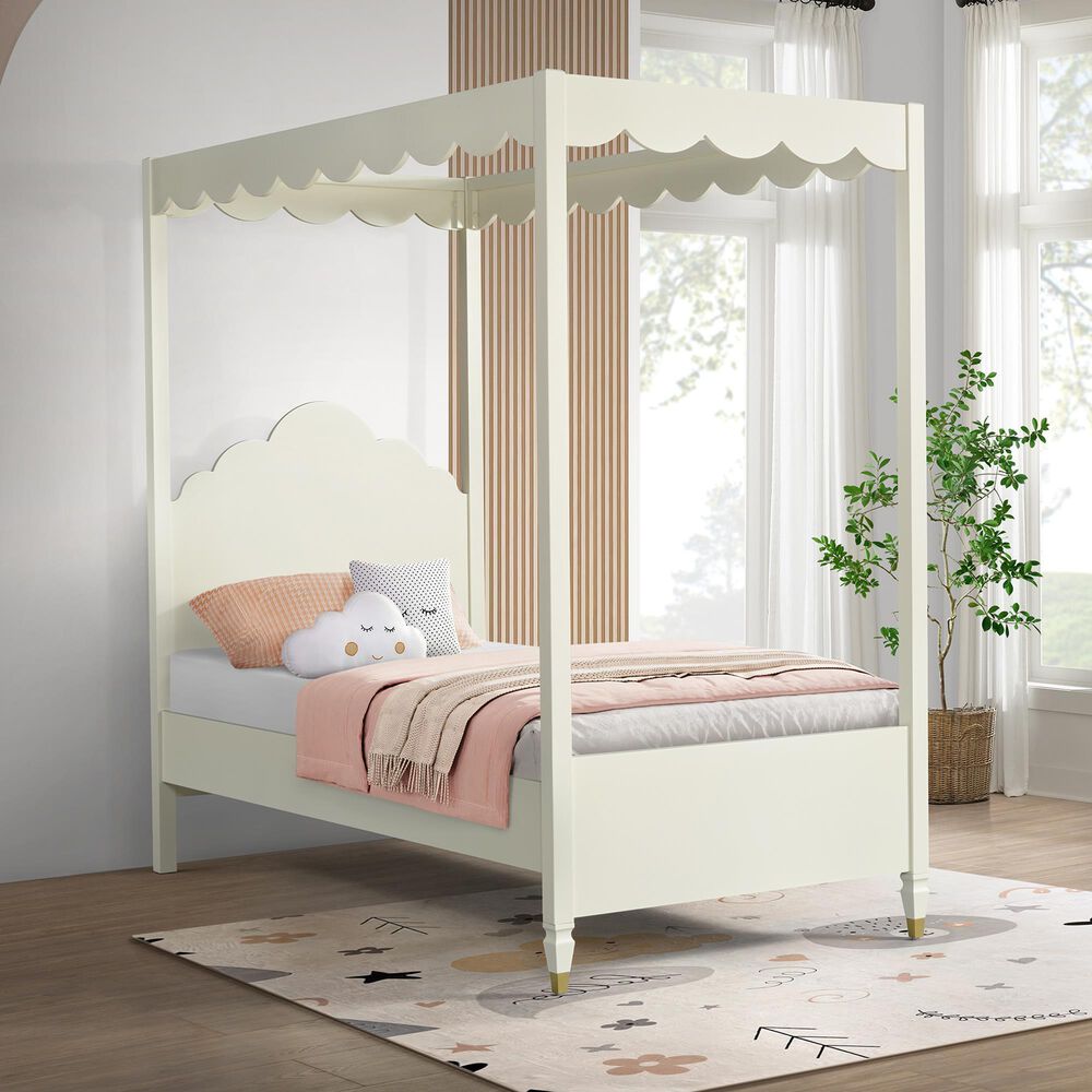 Forma &amp; Co Olivia 4-Piece Twin Canopy Bedroom Set in French White, , large