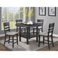 Crown Mark 5 Piece Counter Height Dining Set in Black Finish and Charcoal Upholstery, , large