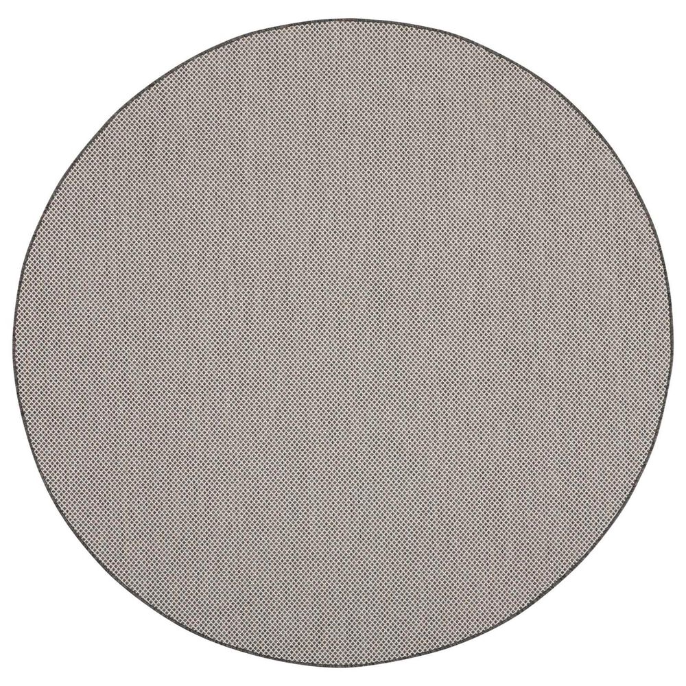 Nourison Courtyard Ivory and Charcoal 8&#39; Round Indoor/Outdoor Area Rug, , large