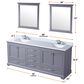 Lexora Home Dukes 80" Double Bathroom Vanity in Dark grey with 2 cm White Quartz Top, Rectangular Sinks and 30" Mirrors, , large