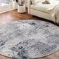 Surya Aisha 7"10" Round Charcoal, Light Gray, Blue and Off-White Area Rug, , large