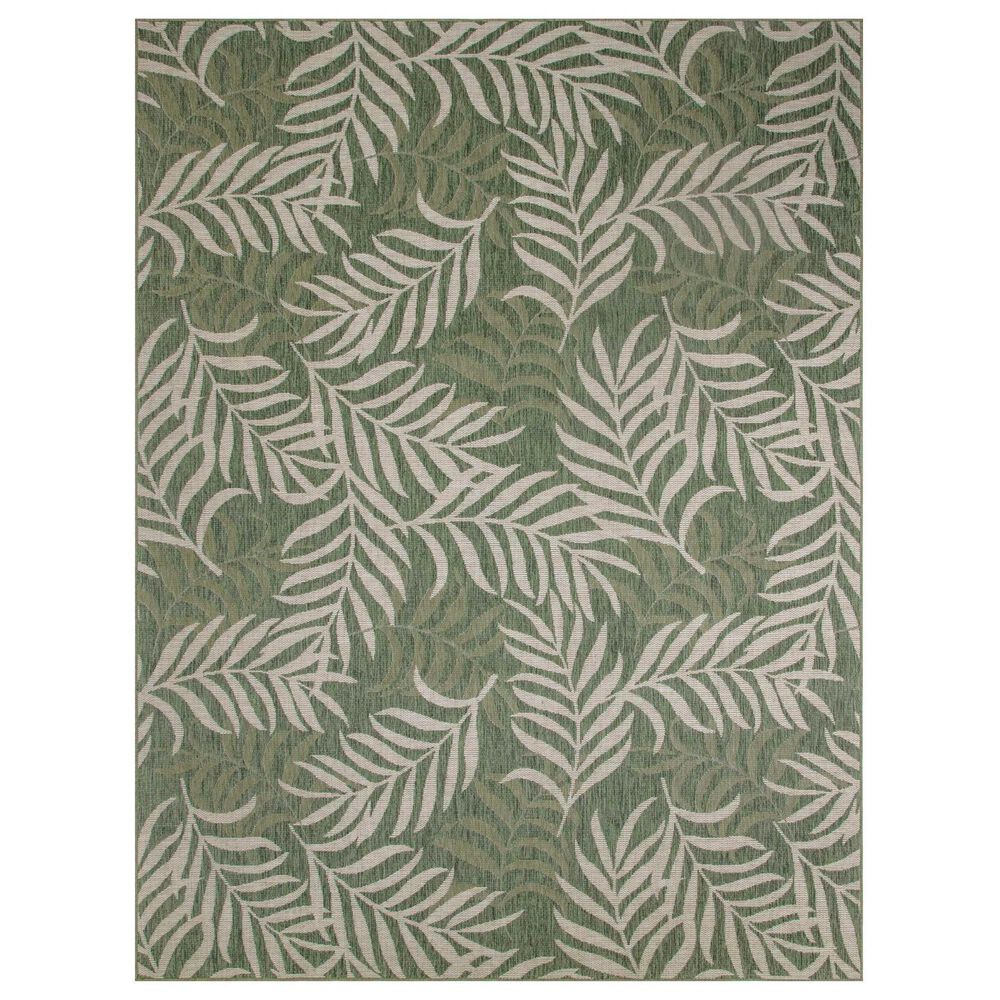 Nourison Garden Oasis GOA01 Green and Ivory 9" x 12" Indoor/Outdoor Area Rug, , large