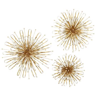 Maple and Jade 16", 20", 24" Wall Sculptures in Satin Gold (Set of 3), , large