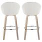 LumiSource Matisse 30" Swivel Barstool with Cream Fabric Upholstery in Whitewashed and Chrome (Set of 2), , large