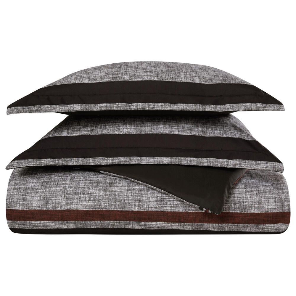 Pem America London Fog Warren 3-Piece Full/Queen Duvet Set in Grey and Black, , large