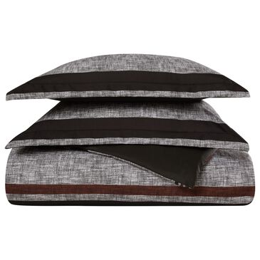 Pem America London Fog Warren 3-Piece Full/Queen Duvet Set in Grey and Black, , large