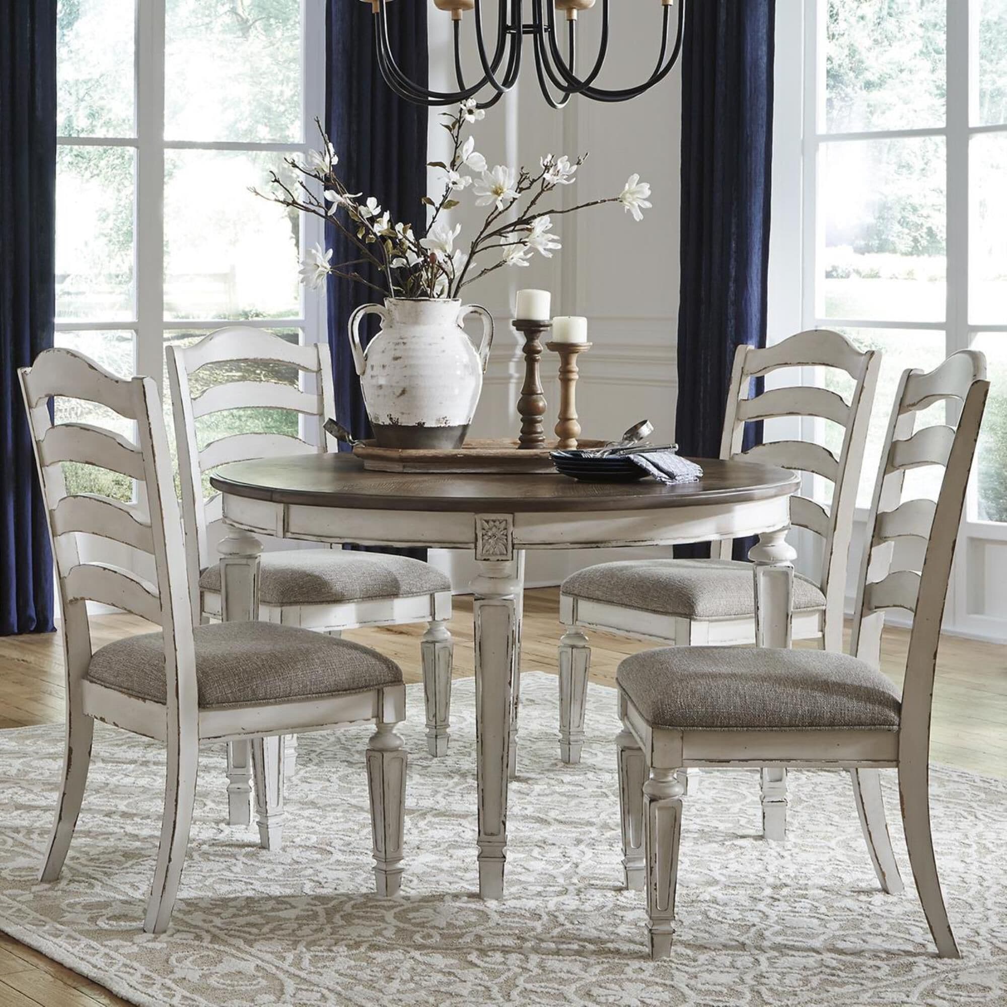 Signature Design by Ashley Realyn 5 Piece Dining Set in Chipped White Nebraska Furniture Mart
