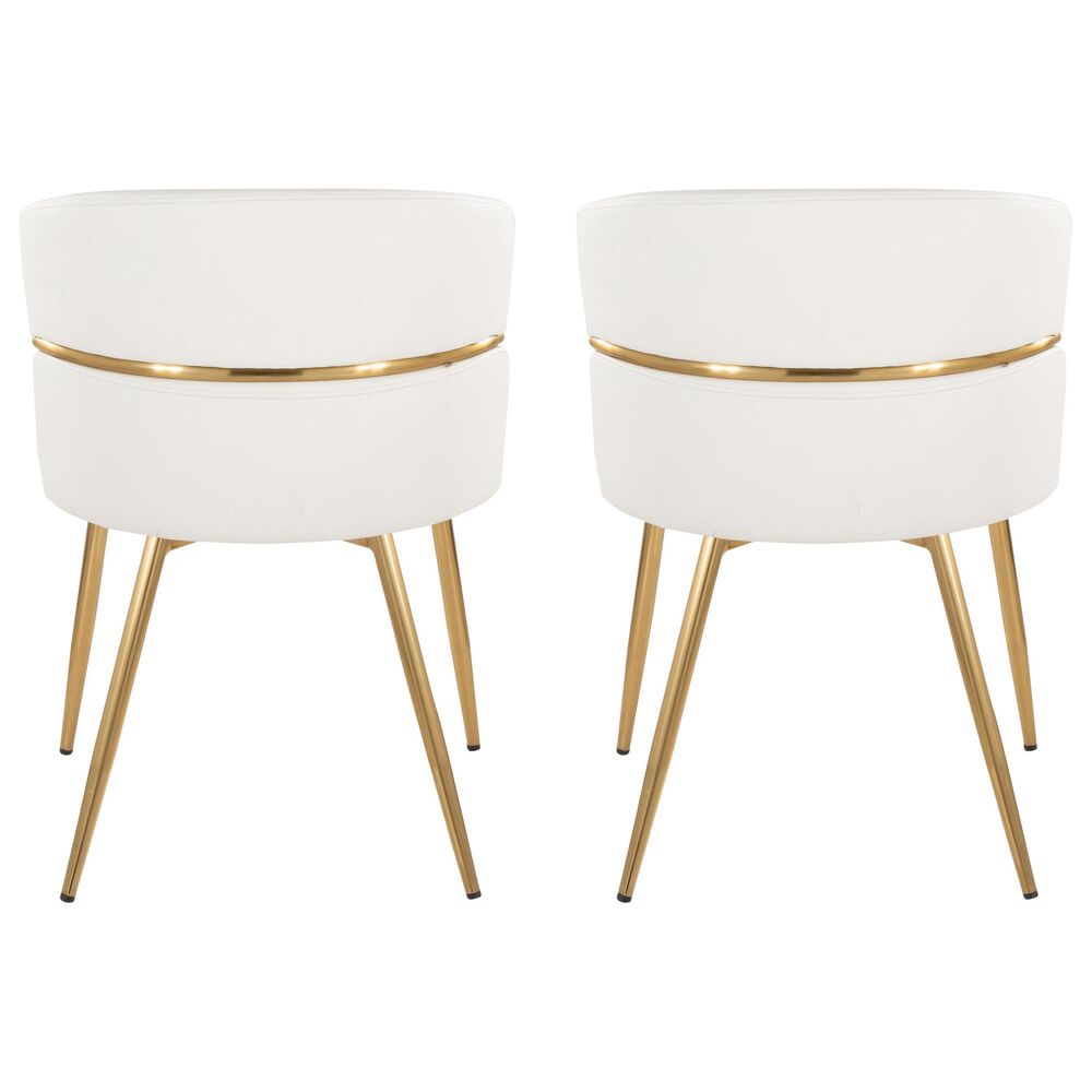 LumiSource Cinch Side Chair with White Faux Leather Cushion in Gold (Set of 2), , large